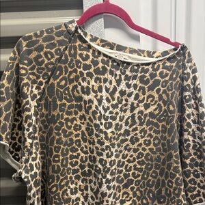 All Saints Leopard Print Short Sleeve Top